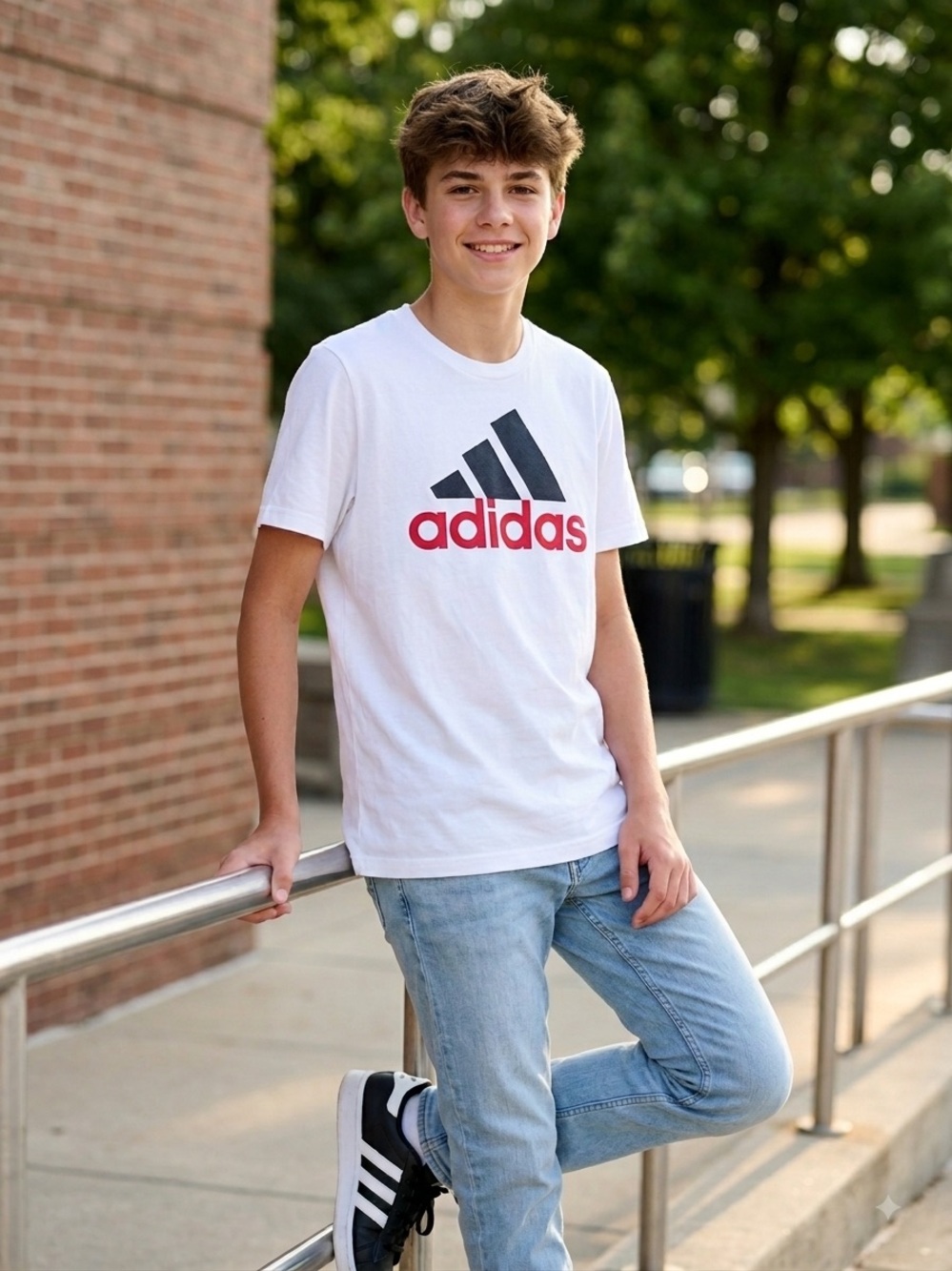 Adidas Graphic Logo Tee - White (Youth XL / Fits Men’s Small)